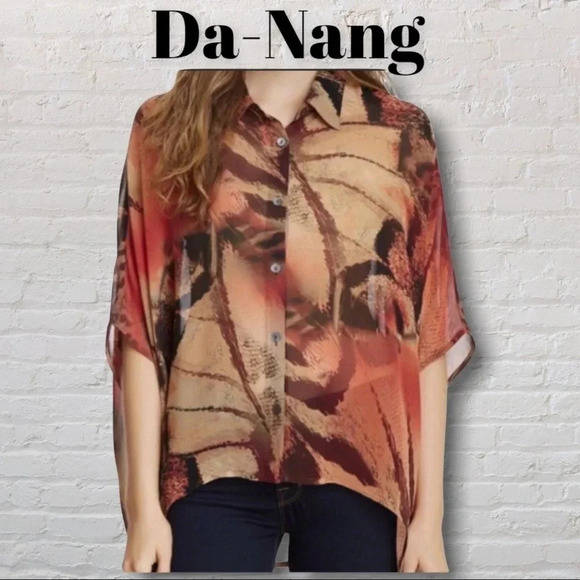 Da-Nang Flowy Blouse 100% Silk Size M/L - Picture 1 of 8